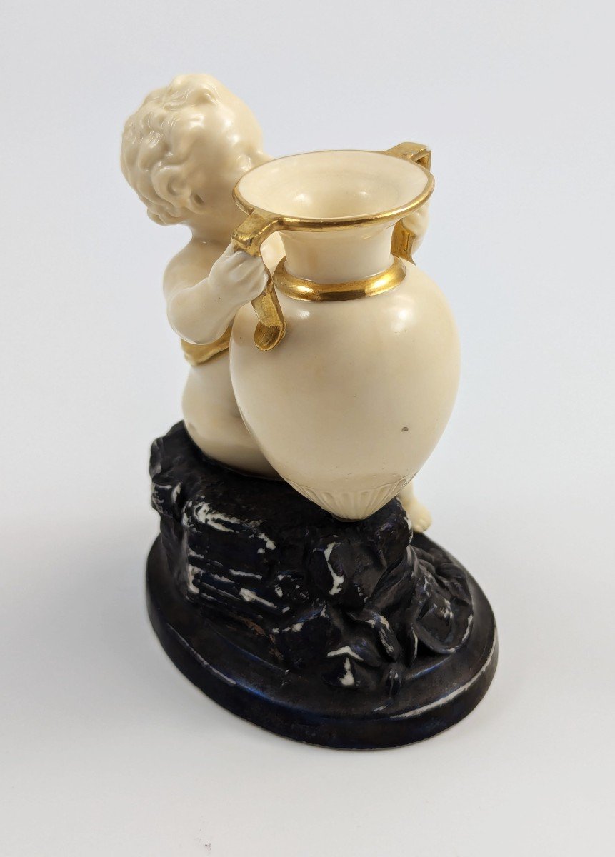 Rare Figurine Royal Worcester, Période Kerr & Binns : Enfant à l'Amphore, 1857-photo-1