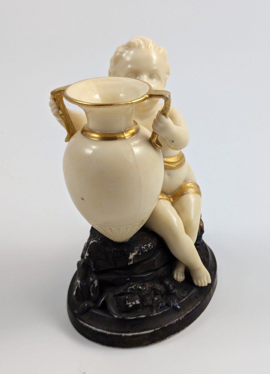 Rare Figurine Royal Worcester, Période Kerr & Binns : Enfant à l'Amphore, 1857-photo-2