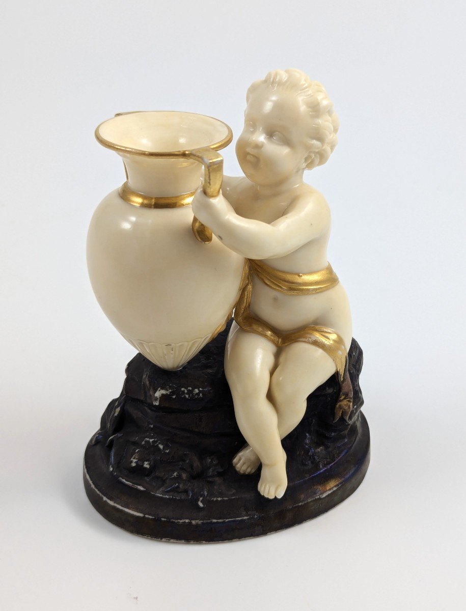 Rare Royal Worcester, Kerr & Binns Period, Figurine: Child With Amphora, 1857-photo-3