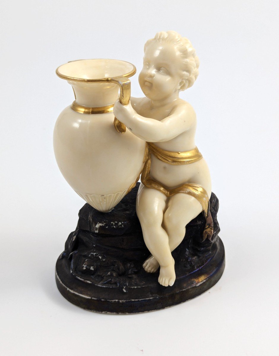 Rare Figurine Royal Worcester, Période Kerr & Binns : Enfant à l'Amphore, 1857