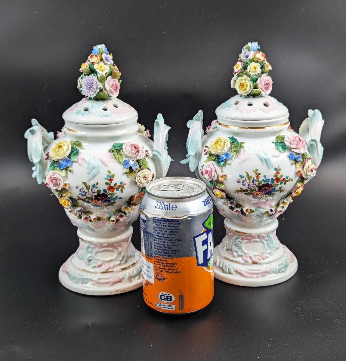 Sitzendorf Porcelain Potpourri Vases, Dresden, C. 1885-photo-8