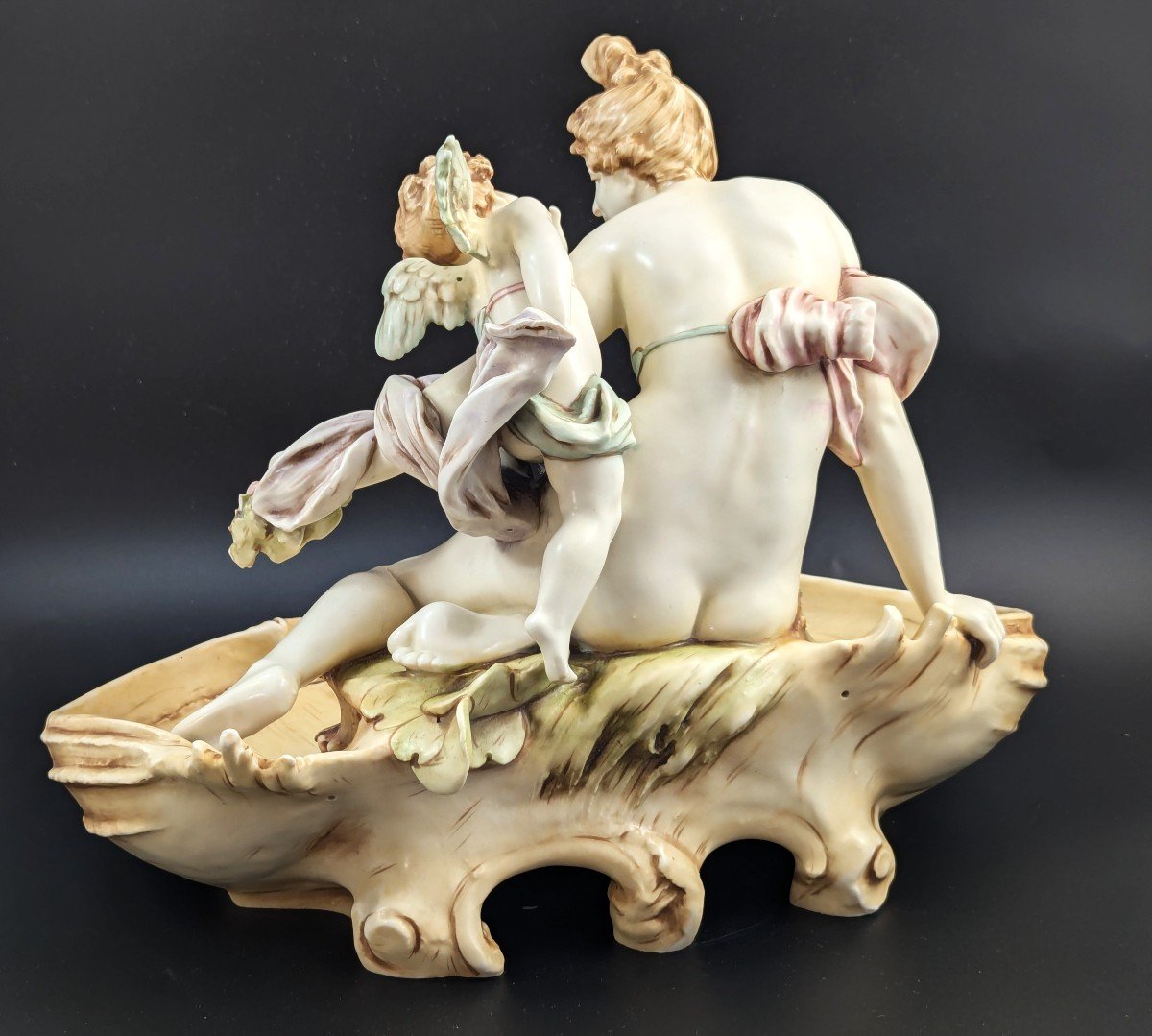 Art Nouveau Amphora Porcelain Figural Bowl, C. 1897-photo-3