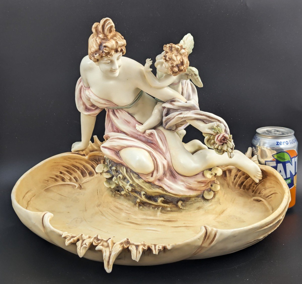 Art Nouveau Amphora Porcelain Figural Bowl, C. 1897-photo-4