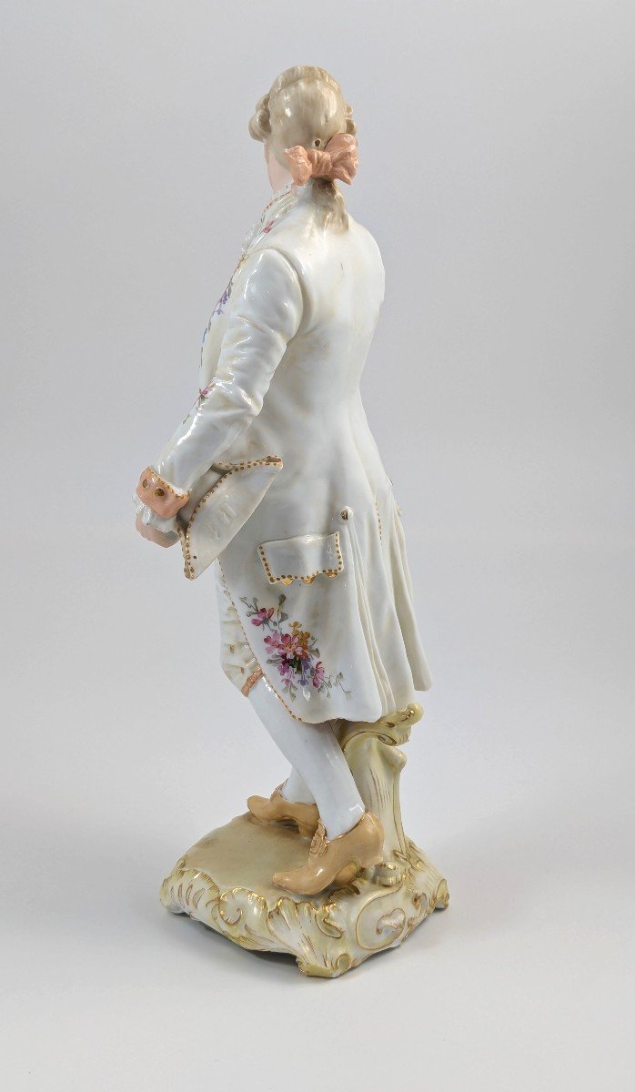 Christian Nonne Of Geisshübel, Antique Porcelain Figure Of A Nobleman, 19th Century-photo-4