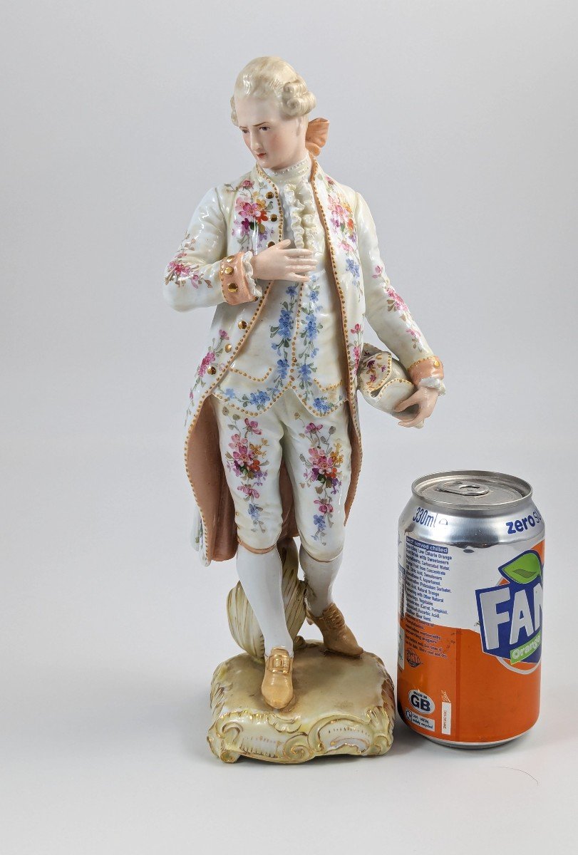 Christian Nonne Of Geisshübel, Antique Porcelain Figure Of A Nobleman, 19th Century-photo-5