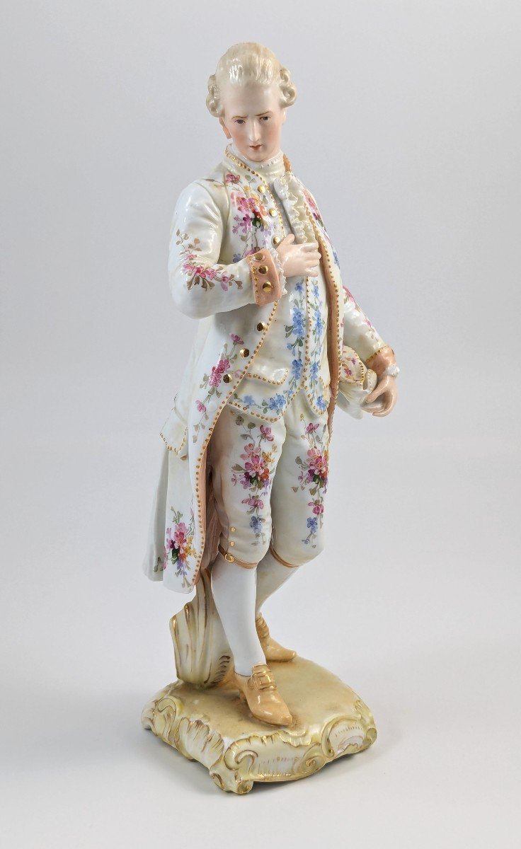 Christian Nonne Of Geisshübel, Antique Porcelain Figure Of A Nobleman, 19th Century