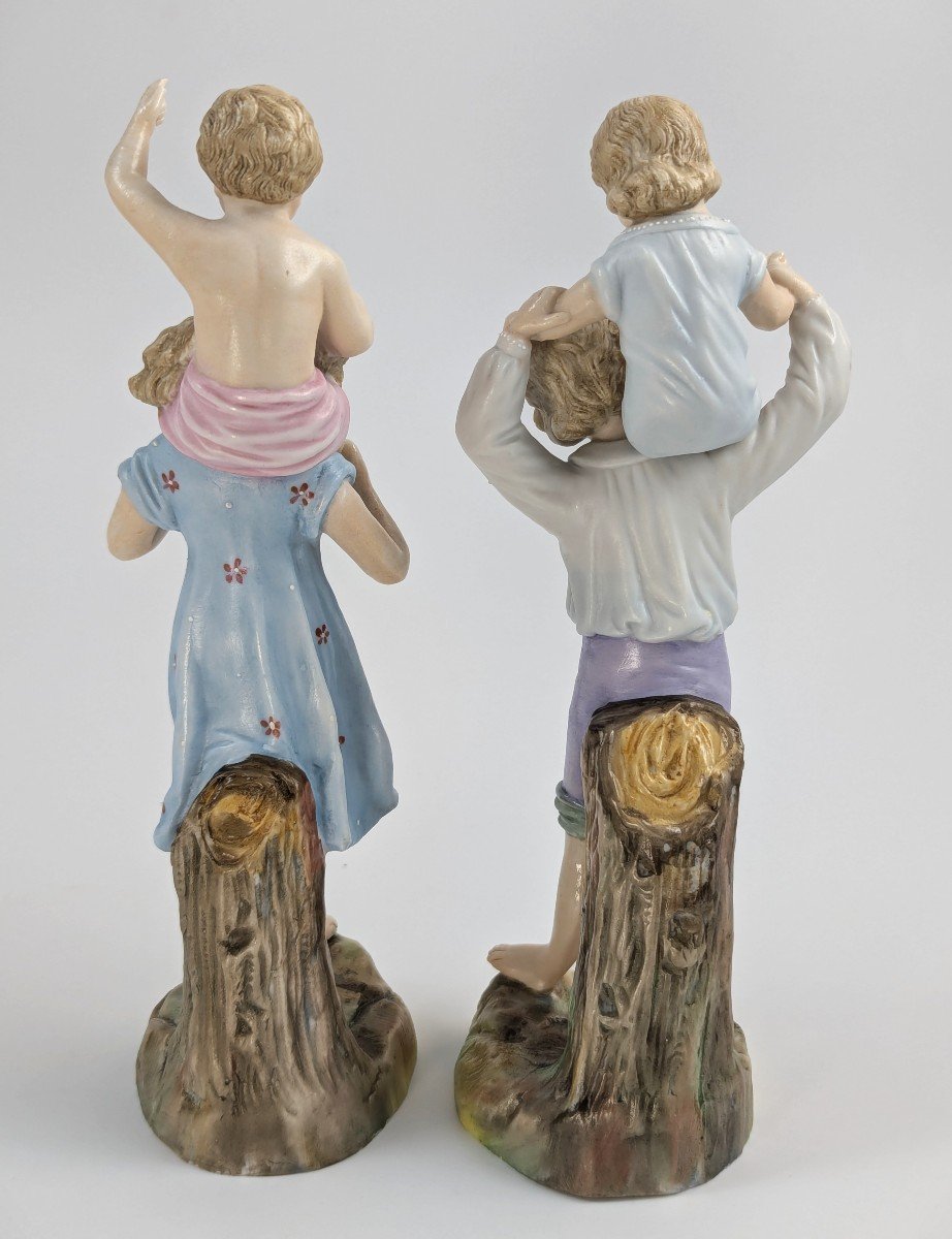 Figurines Ernst Bohne & Söhne : Garçon Et Fille Tenant Des Enfants, Vers 1887-photo-3