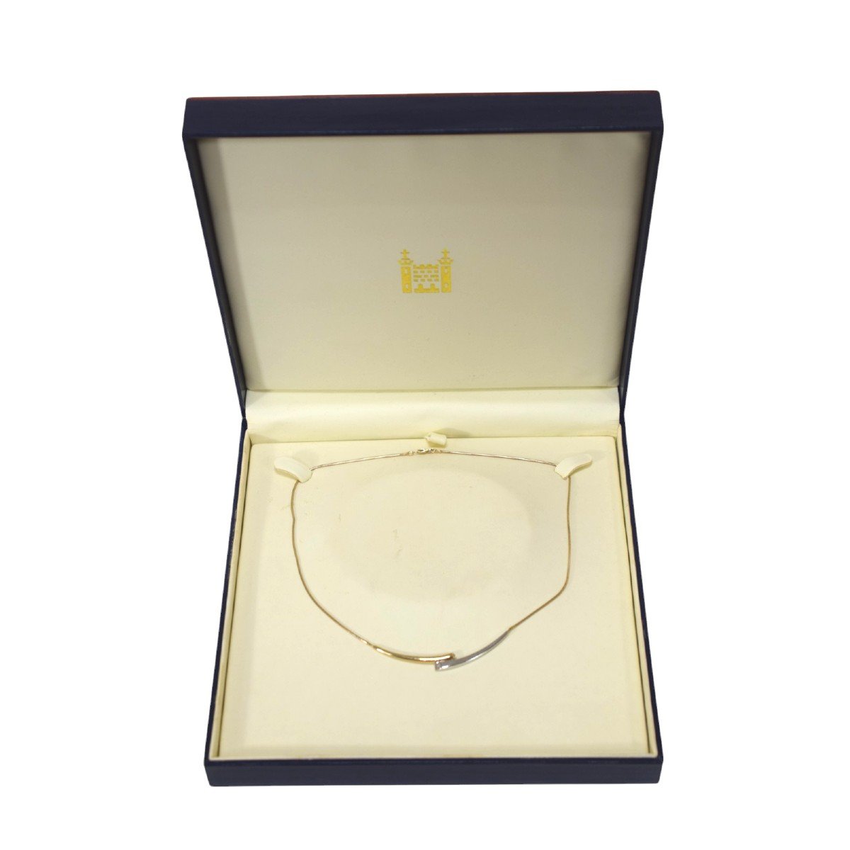 Boxed Vintage Royal Mint "connections Collarette" 9ct Gold Two Tone Diamond Necklace