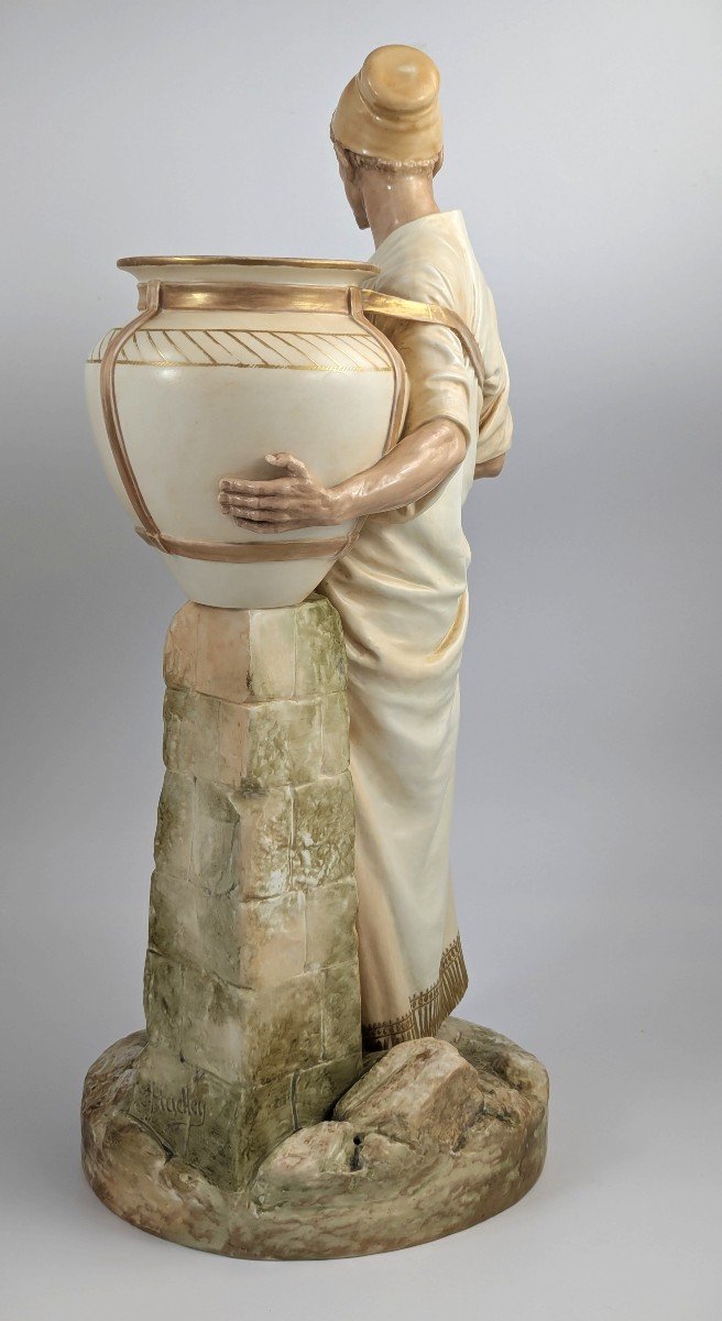 James Hadley, Royal Worcester – Rare, Water Carrier Figurine, 1887-photo-3