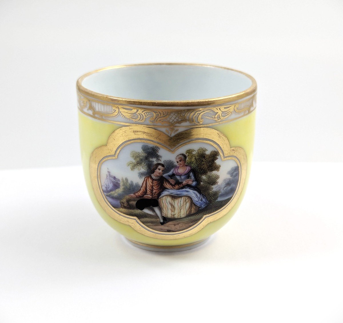 Tasse Et Soucoupe Demitasse En Porcelaine De Meissen, Vers 1815-photo-3