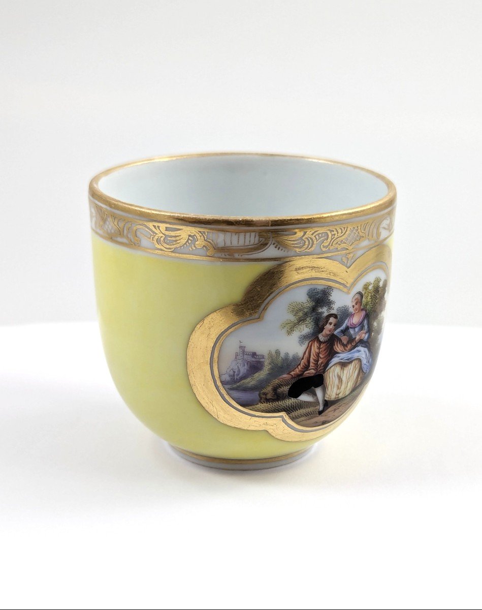 Tasse Et Soucoupe Demitasse En Porcelaine De Meissen, Vers 1815-photo-3