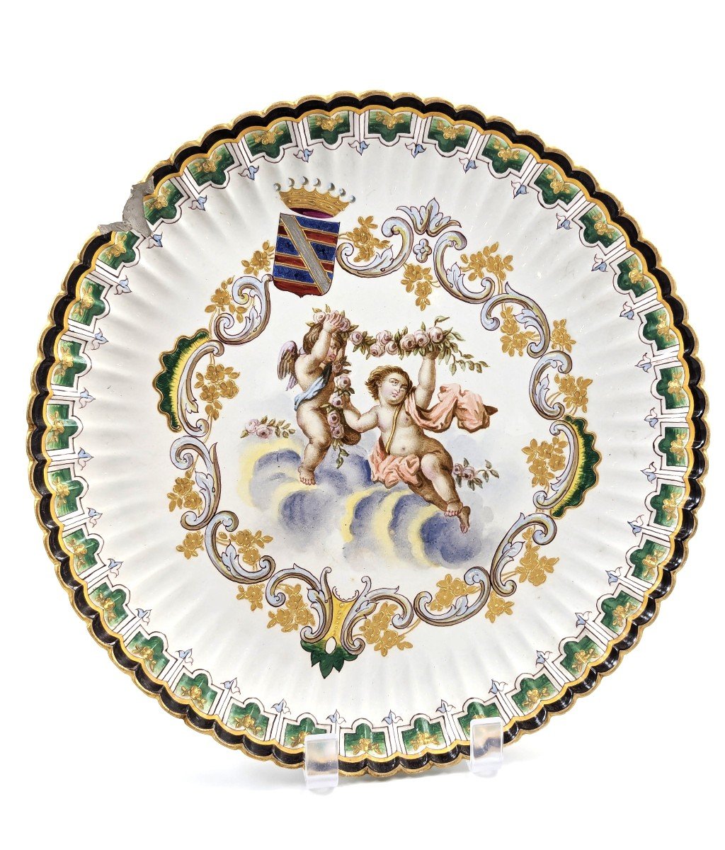 Très Rare Veuve Perrin, Marseille, Assiettes En Faïence Peintes à La Main, Vers 1770-photo-2