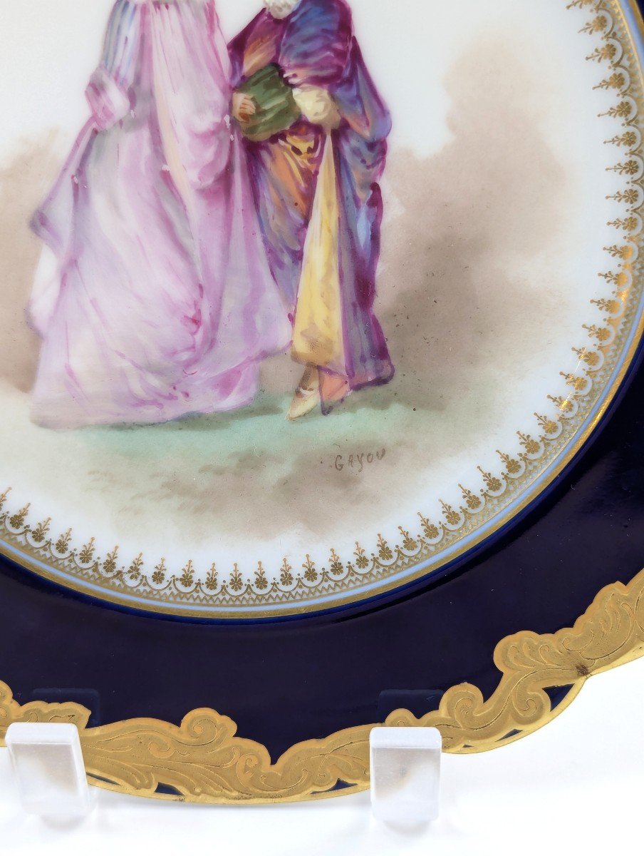 Rare Antique Sèvres-style Hand-painted Porcelain Cabinet Plate, Late 19th Century-photo-4