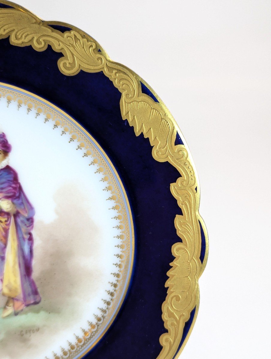 Rare Antique Sèvres-style Hand-painted Porcelain Cabinet Plate, Late 19th Century-photo-2