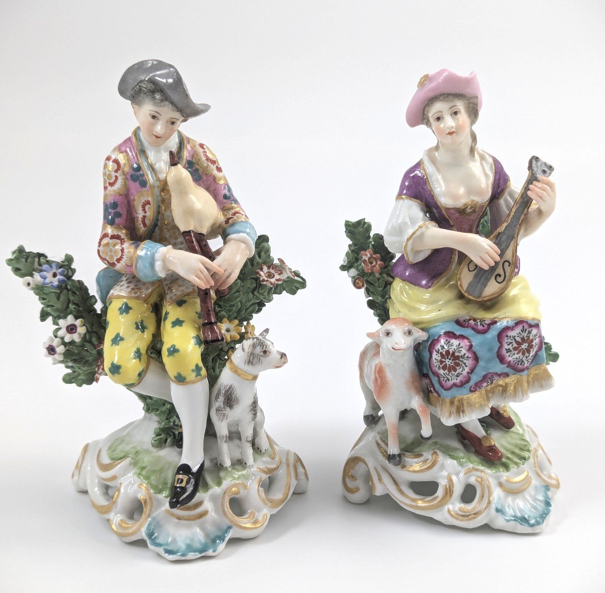 Dresde, Allemagne, Après Derby Figurines Berger Et Bergère, XIXe Siècle.