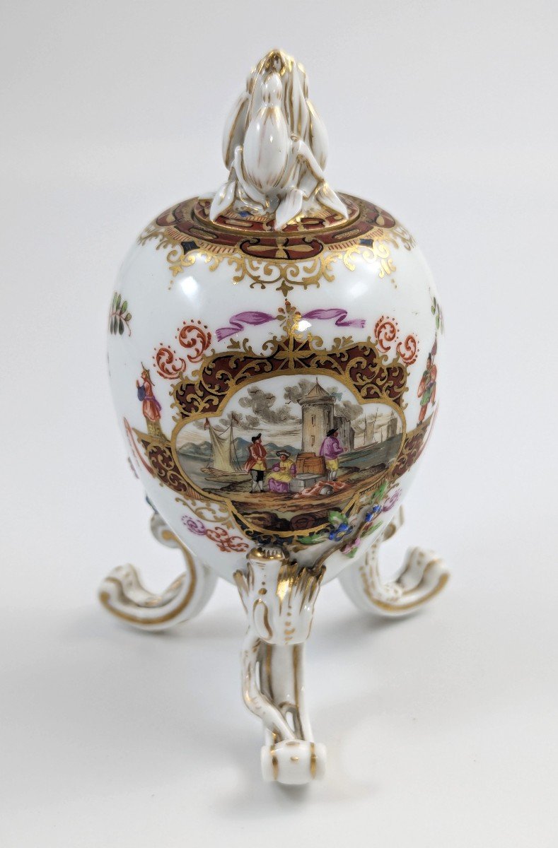 Kpm Berlin, Oeuf Sur Pieds En Porcelaine, Boîte à Thé Ou Pot, Vers 1780-photo-1