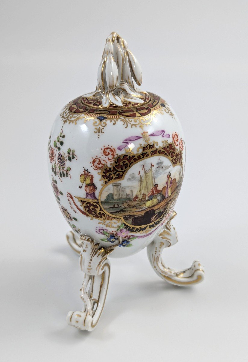 Kpm Berlin, Oeuf Sur Pieds En Porcelaine, Boîte à Thé Ou Pot, Vers 1780-photo-4