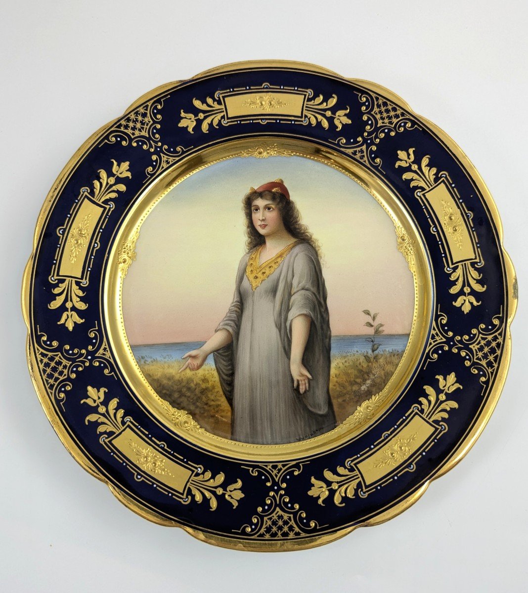 Antique Royal Vienna Cabinet Plate ,"esther",signed, C 1850.-photo-4