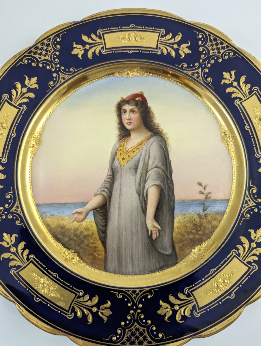 Antique Royal Vienna Cabinet Plate ,"esther",signed, C 1850.-photo-5