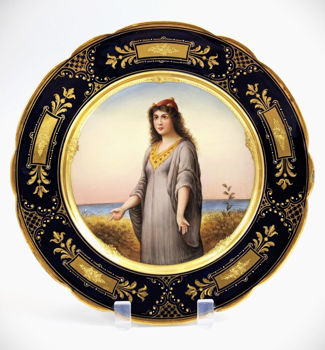 Antique Royal Vienna Cabinet Plate ,"esther",signed, C 1850.