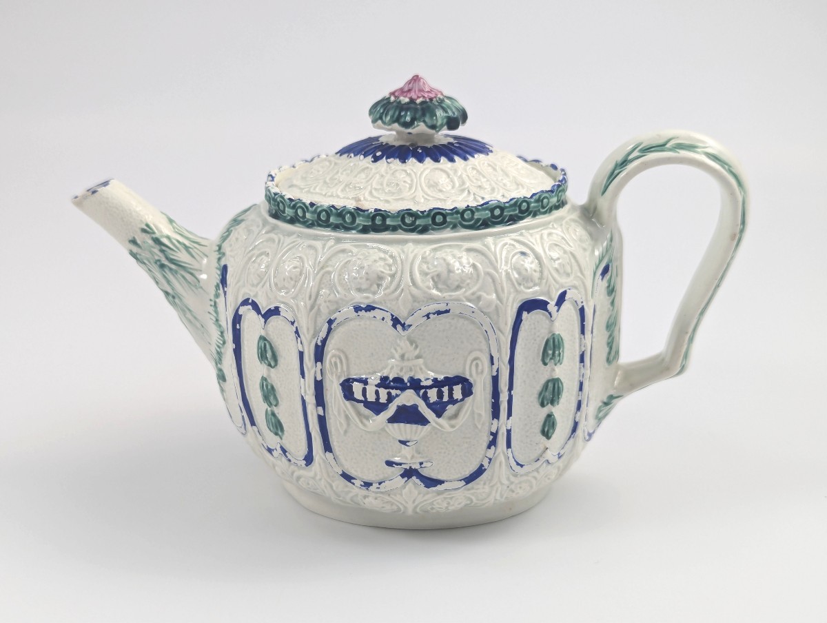 Enoch Wood & Sons Blue & White Rare Lead-glazed Teapot, 18th Century, C. 1800-photo-4