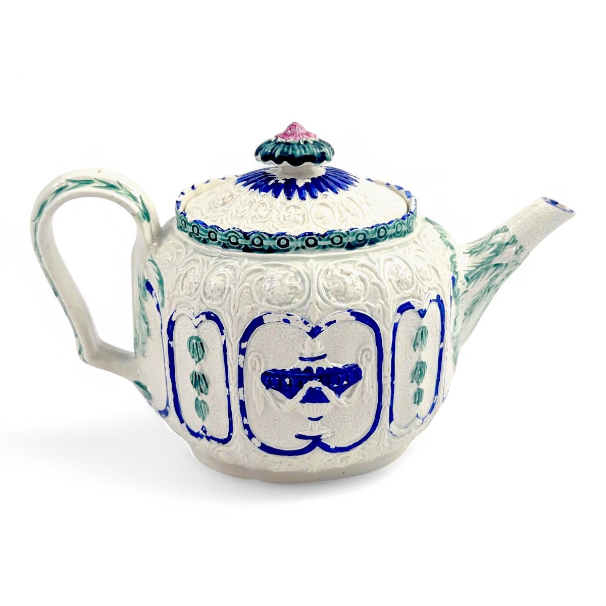 Enoch Wood & Sons Blue & White Rare Lead-glazed Teapot, 18th Century, C. 1800