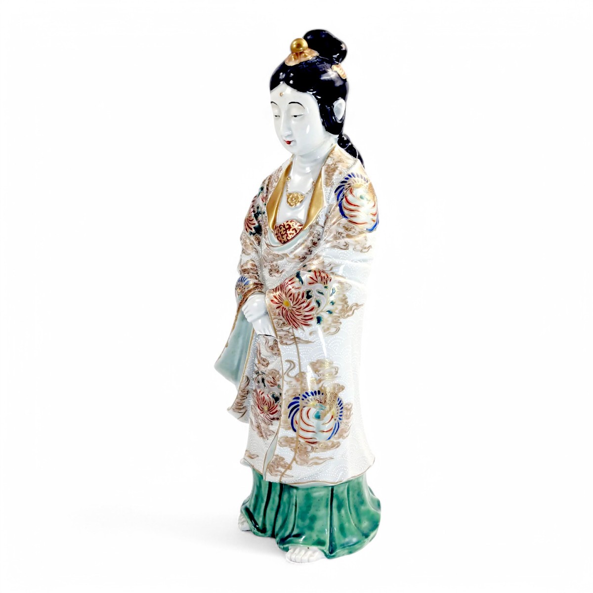 Kutani Japanee Antique Porcelain Kannon Figurine Late 19th Century 