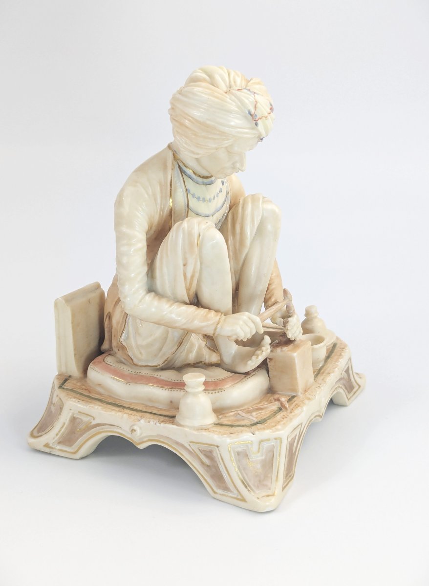 Royal Worcester Rare Porcelain Figure "karan Singh, The Trinket Maker", James Hadley-photo-2