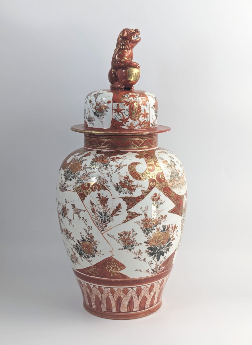 Vase à Couvercle En Porcelaine De Kutani, époque Meiji – Rare Et Grand Modèle-photo-2