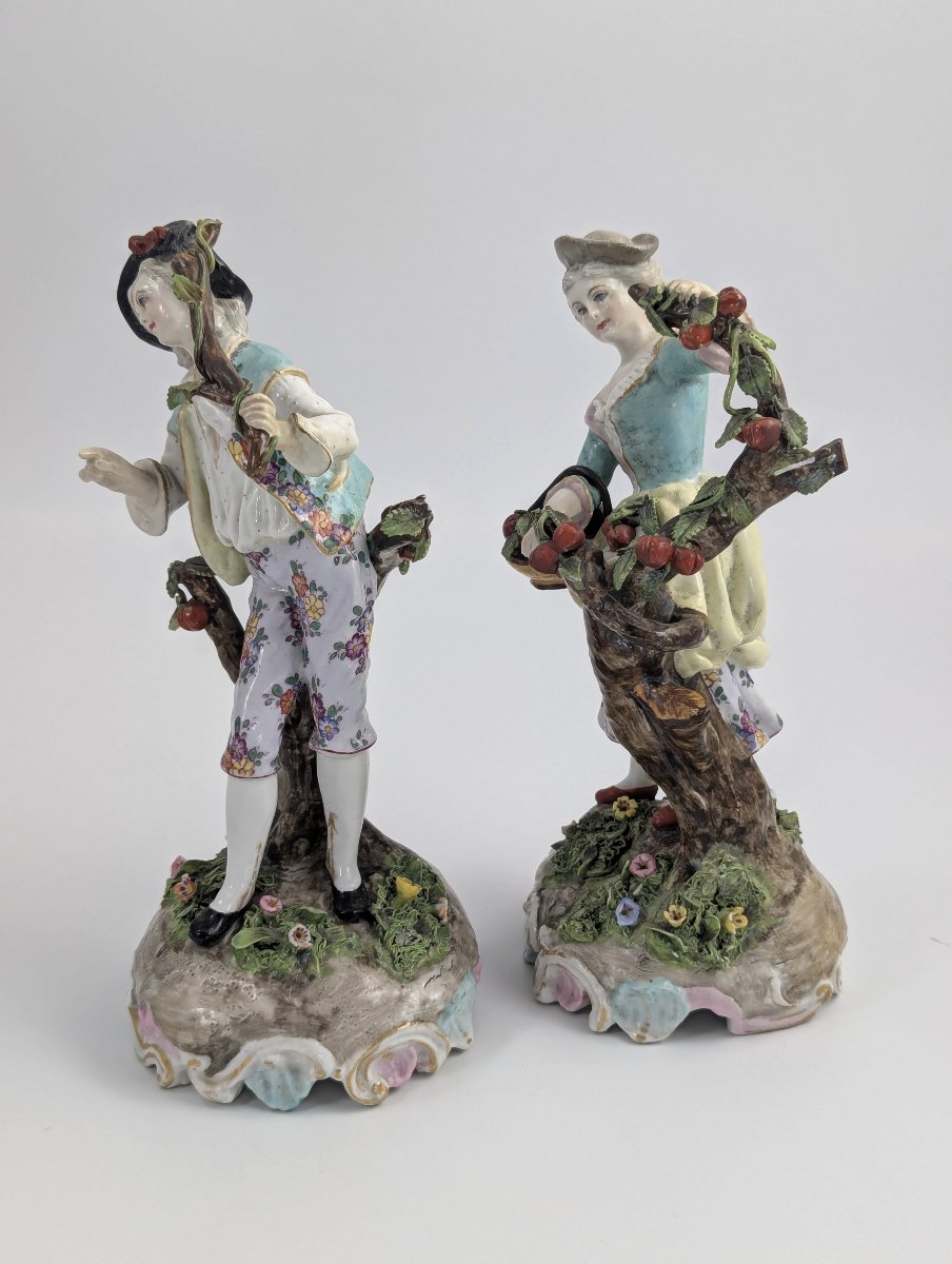 Limbach, Thuringe, figurines antiques en porcelaine "Jardiniers" Gotthelf Greiner, c 1770-photo-2