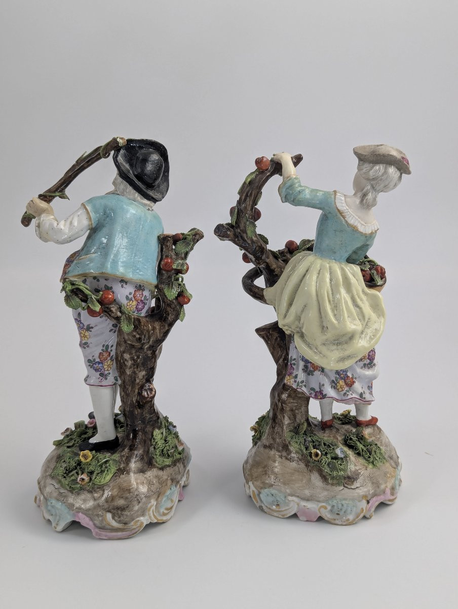 Limbach, Thuringe, figurines antiques en porcelaine "Jardiniers" Gotthelf Greiner, c 1770-photo-3