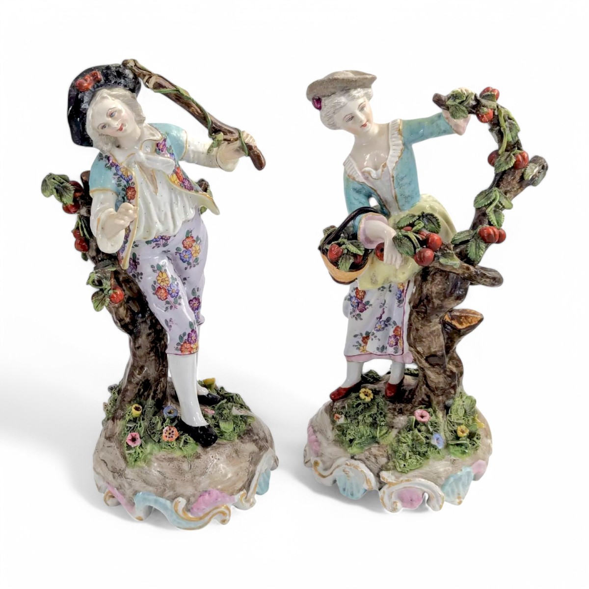 Limbach, Thuringe, figurines antiques en porcelaine "Jardiniers" Gotthelf Greiner, c 1770