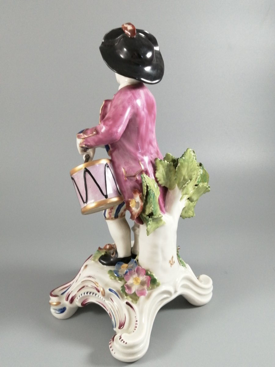 Bow porcelaine rare figurine d'un jeune tambour, c. 1744, marque ancre dorée, 28,5 cm-photo-4