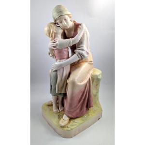 Antique Figurine "mystery Of The Child", Royal Dux By Alois Hampel, C. 1919 г