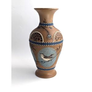 Ancien Vase Doulton Lambeth Florence Barlow, Vers 1882