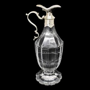 George III Silver Mounted Cut-glass Oil / Vinegar Jug / Liquer Decanter With Griffin Armorial