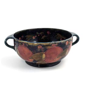 William Moorcroft Antique Twin Handled Bowl With Pomegranate Pattern, C. 1916.