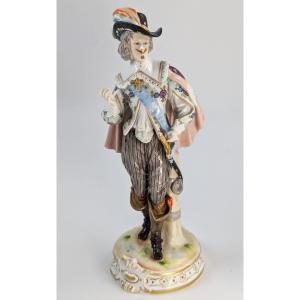 Figurine Ancienne En Porcelaine, Peinte à La Main, 19e Siècle