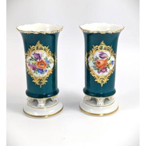 Antique Meissen  Porcelain Spill Vases, 19th .