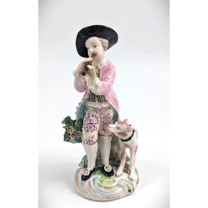 Derby Porcelain Figurine Of Shepherd With Pipe, 1760