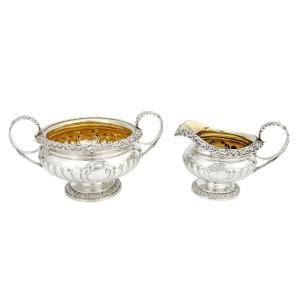 Scottish Silver Sugar Bowl And Milk Jug, 1822 .charles Bendy