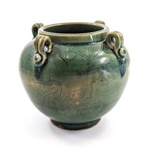 Antique Chinese Green Celadon Jar, Song Dynasty.