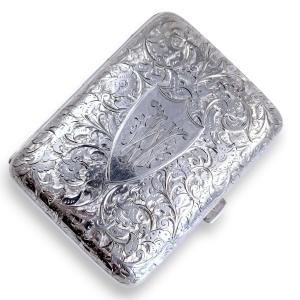 Ancienne Boîte à Cigarettes Anglaise en Argent Massif et Vermeil, William Hair Haseler, 1899