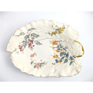 Plat à Feuilles Florales En Porcelaine Peinte à La Main Et Dorée De Royal Worcester, 1887