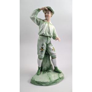 Figurine De Garçon En Porcelaine Gebrüder Heubach, Vers 1885