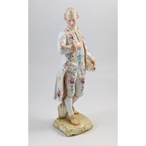 Christian Nonne Of Geisshübel, Antique Porcelain Figure Of A Nobleman, 19th Century