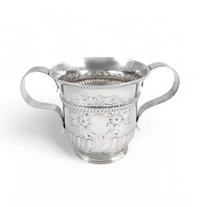 Antique Georgian Sterling Silver Two Handled Sugar Bowl / Porringer,  Peaston,  1761