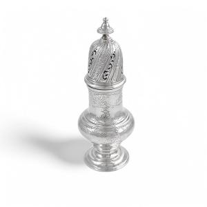 Grand Poivrier / Saupoudreuse En Argent Sterling époque George Ii, Samuel Wood, 1744