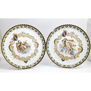 Very Rare Veuve Perrin, Marseille, Faience Hand-painted Plates, C. 1770