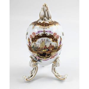 Kpm Berlin, Oeuf Sur Pieds En Porcelaine, Boîte à Thé Ou Pot, Vers 1780